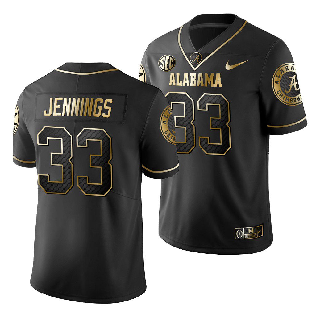 Men's Alabama Crimson Tide Anfernee Jennings #33 Black Golden Edition 2019 Limited NCAA College Football Jersey